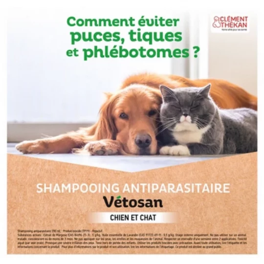 Clément Thékan Vétosan Shampoing Anti-Parasitaire Chiens et Chats Bio 200 ml - image 5