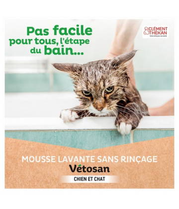 Clément Thékan Vétosan Mousse Lavante Sans Rinçage Chiens et Chats 150 ml