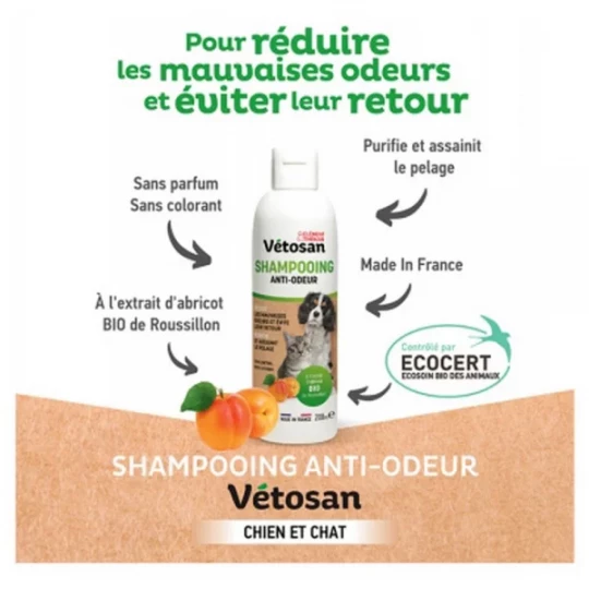 Clément Thékan Vétosan Shampoing Anti-Odeurs Chiens et Chats Bio 200 ml - image 2