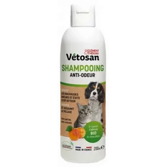 Clément Thékan Vétosan Shampoing Anti-Odeurs Chiens et Chats Bio 200 ml