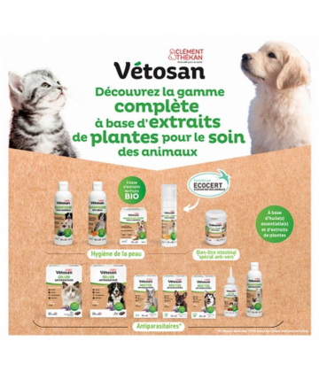 Clément Thékan Vétosan Shampoing Solide Peaux Sensibles Chiens et Chats Bio 100 g