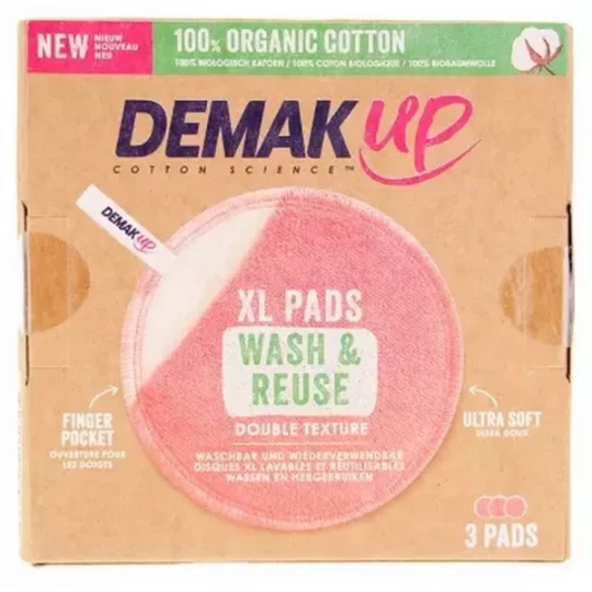 Demak'Up Cotons Démaquillants XL Réutilisables Cotons x 3