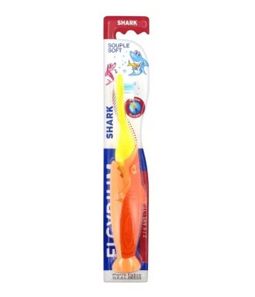 Elgydium Shark Brosse à Dents 2-6 Ans Souple - Couleur : Orange et Jaune