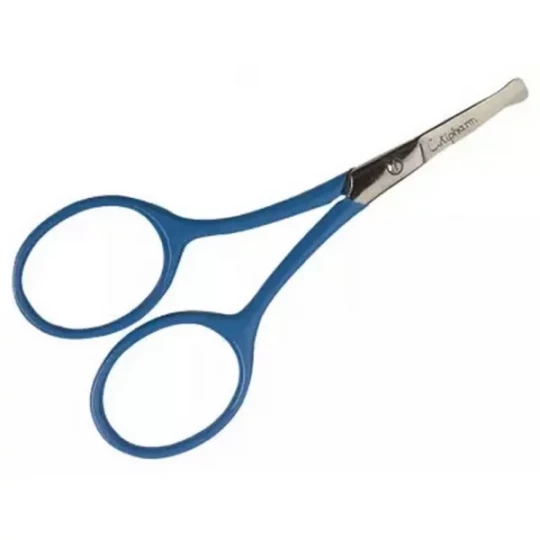 Estipharm Ciseaux Bébé Lames Droites Bouts Lentilles - Couleur : Bleu
