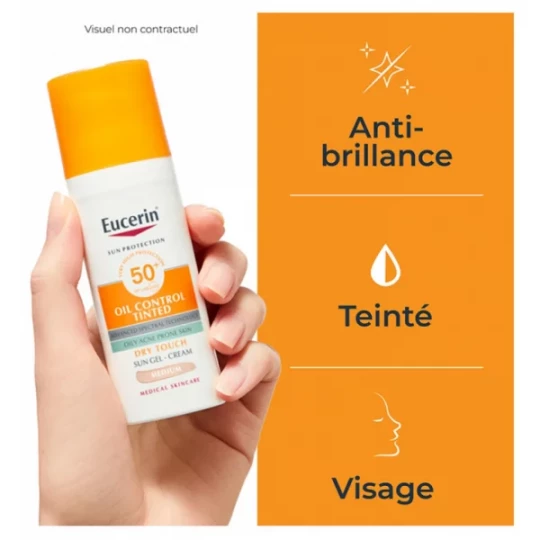 Eucerin Sun Protection Oil Control Gel'Crème Teinté Médium SPF50+ 50 ml - image 2