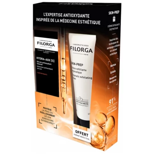 Filorga HYDRA-AOX [5] Sérum Antioxydant Intensif 30 ml + SKIN-PREP Crème Exfoliante Enzymatique 75 ml offerte