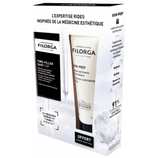 Filorga TIME-FILLER SHOT 5 XP Sérum Concentré Rides d'Expression 15 ml + SKIN-PREP Crème Exfoliante Enzymatique 75 ml offerte