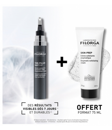 Filorga TIME-FILLER SHOT 5 XP Sérum Concentré Rides d'Expression 15 ml + SKIN-PREP Crème Exfoliante Enzymatique 75 ml offerte
