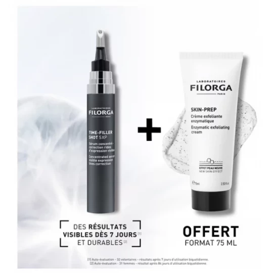 Filorga TIME-FILLER SHOT 5 XP Sérum Concentré Rides d'Expression 15 ml + SKIN-PREP Crème Exfoliante Enzymatique 75 ml offerte - image 3