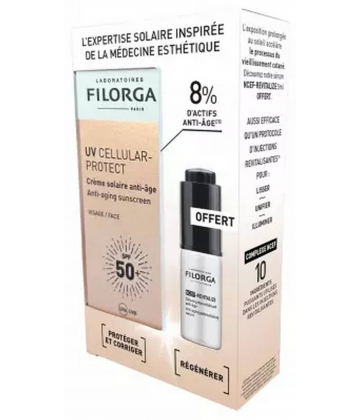 Filorga UV CELLULAR-PROTECT Crème Solaire Anti-Âge SPF50+ 40 ml + NCEF - REVITALIZE Sérum 5 ml offert