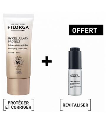 Filorga UV CELLULAR-PROTECT Crème Solaire Anti-Âge SPF50+ 40 ml + NCEF - REVITALIZE Sérum 5 ml offert