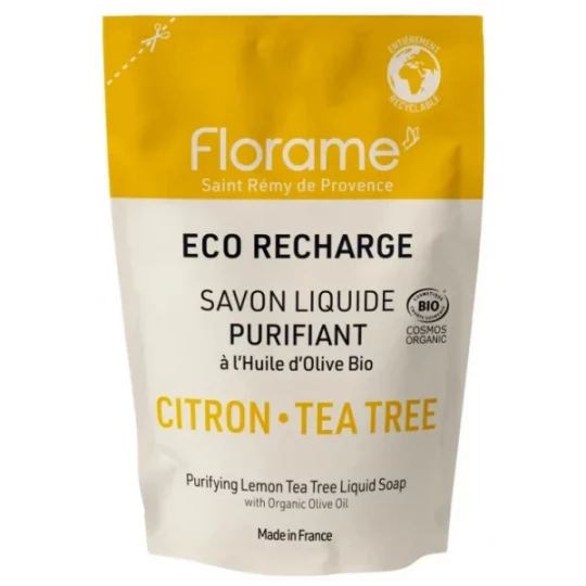Florame Savon Liquide Purifiant Citron Tea Tree Éco-Recharge Bio 470 ml