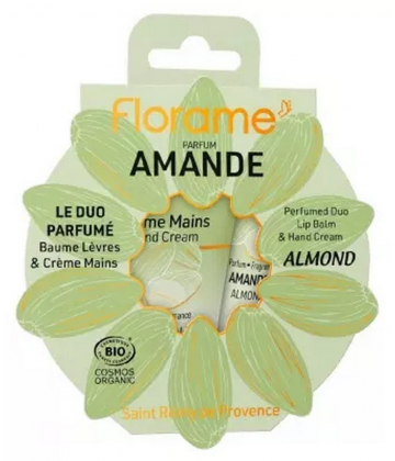 Florame Le Duo Parfumé Amande Baume Lèvres 15 ml + Crème Mains 30 ml Bio
