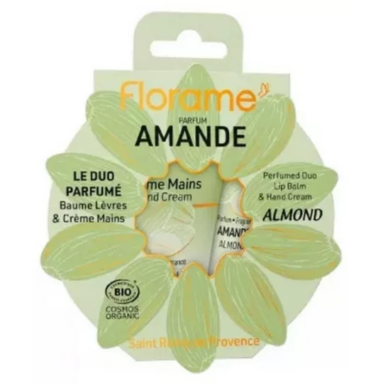 Florame Le Duo Parfumé Amande Baume Lèvres 15 ml + Crème Mains 30 ml Bio