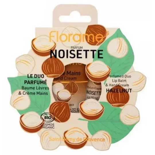 Florame Le Duo Parfumé Noisette Baume Lèvres 15 ml + Crème Mains 30 ml Bio