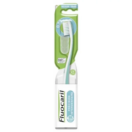 Fluocaril Brosse à Dents Précision Interdentaire Médium - Couleur : Vert d'eau