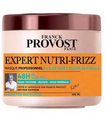 Franck Provost Expert Nutri-Frizz Masque Professionnel Cheveux Très Secs ou Frisés 48h 400 ml