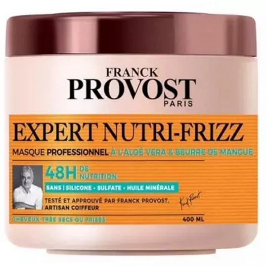 Franck Provost Expert Nutri-Frizz Masque Professionnel Cheveux Très Secs ou Frisés 48h 400 ml