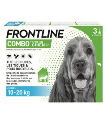 Frontline Combo Chien M (10-20 kg) Pipettes x 3