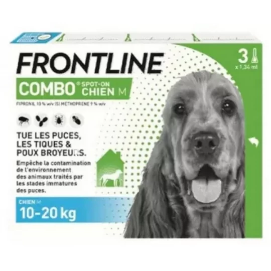 Frontline Combo Chien M (10-20 kg) Pipettes x 3