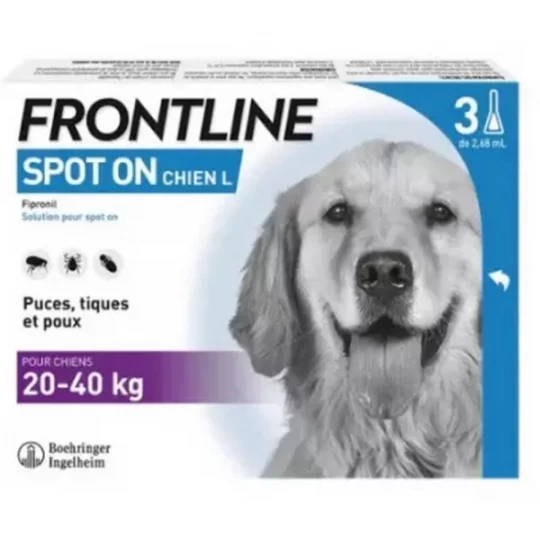 Frontline Spot-On Chien L (20-40 kg) Pipettes x 3