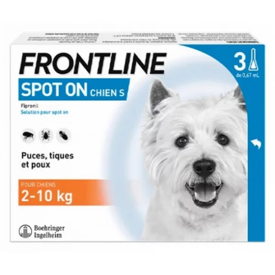 Frontline Spot-On Chien S (2-10 kg) Pipettes x 3