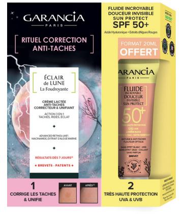Garancia Eclair de Lune La Foudroyante Crème Anti-Taches 30 ml + Fluide Incroyable Douceur SPF50+ 20 ml offert