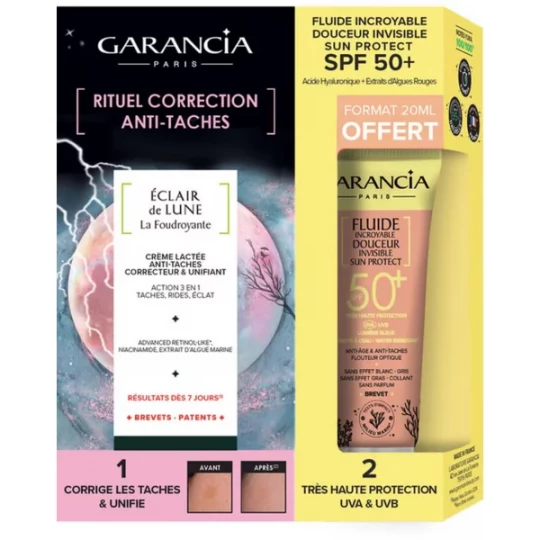 Garancia Eclair de Lune La Foudroyante Crème Anti-Taches 30 ml + Fluide Incroyable Douceur SPF50+ 20 ml offert