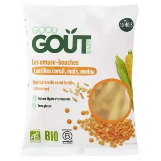 Good Goût Amuse-Bouches Lentilles Corail Mais Avoine des 10 Mois Bio 35 g