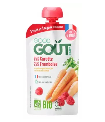 Good Goût Carotte Framboise des 4 Mois Bio 120 g