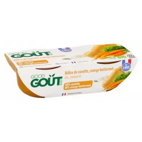 Good Goût Délice de Carotte et Courge Butternut des 6 Mois Bio Pots x 2