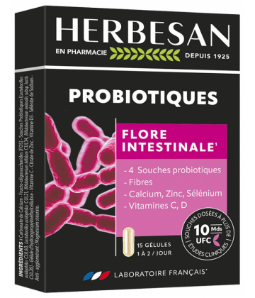 Herbesan ProBiotiques Flore Intestinale Gélules x 15
