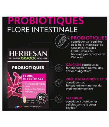 Herbesan ProBiotiques Flore Intestinale Gélules x 15