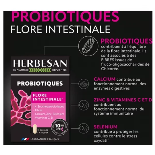 Herbesan ProBiotiques Flore Intestinale Gélules x 15 - image 5