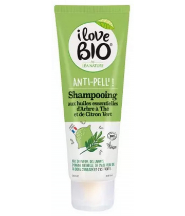 I Love Bio Anti-Pell' Shampoing Huiles Essentielles Arbre à Thé et Citron Vert Bio 250 ml