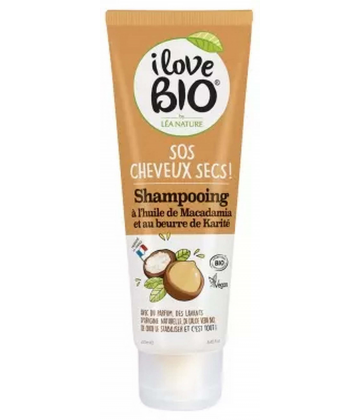 I Love Bio SOS Cheveux Secs Shampoing Huile de Macadamia et Beurre de Karité Bio 250 ml