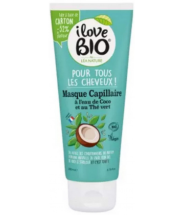 I Love Bio Masque Capillaire Eau de Coco et Thé Vert Bio 200 ml