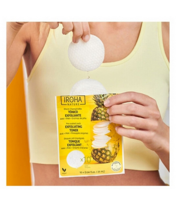 Iroha Nature Disques Coton Tonique Exfoliant Ananas x 10