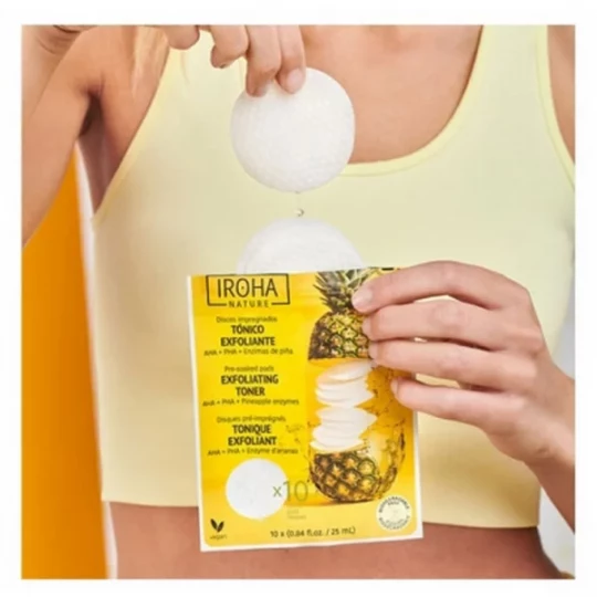 Iroha Nature Disques Coton Tonique Exfoliant Ananas x 10 - image 3