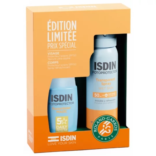 Isdin Fotoprotector Fusion Water Magic Crème Solaire SPF50 50 ml + Protecteur Solaire SPF50 Spray 100 ml