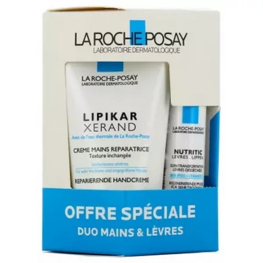 La Roche-Posay Lipikar Xerand Crème Mains 50 ml + Nutritic Lèvres 47 ml Offre Spéciale