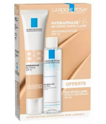 La Roche-Posay Hydraphase HA BB Crème SPF15 Teinte Foncée 40 ml + Eau Micellaire 50 ml Offerte