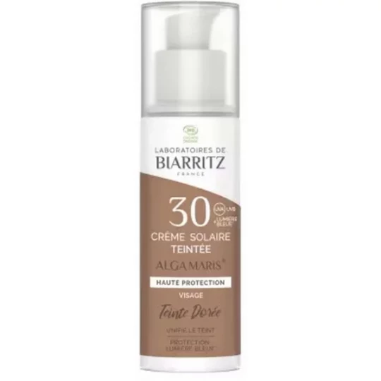 Laboratoires de Biarritz Alga Maris Crème Solaire Teintée Visage SPF30 Bio Teinte : Beige 50 ml