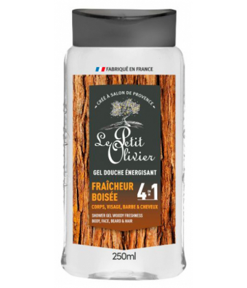 Le Petit Olivier Gel Douche Énergisant 4en1 Fraîcheur Boisée 250 ml