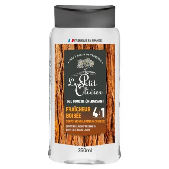 Le Petit Olivier Gel Douche Énergisant 4en1 Fraîcheur Boisée 250 ml