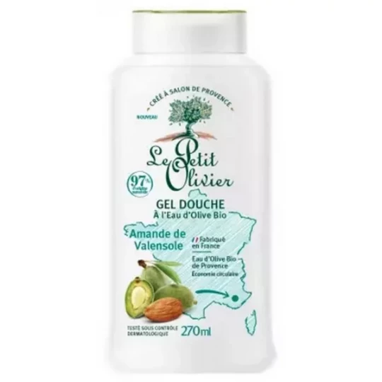 Le Petit Olivier Gel Douche à l'Eau d'Olive Bio et Amande de Valensole 270 ml