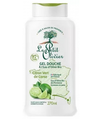 Le Petit Olivier Gel Douche à l'Eau d'Olive Bio et Citron Vert de Corse 270 ml