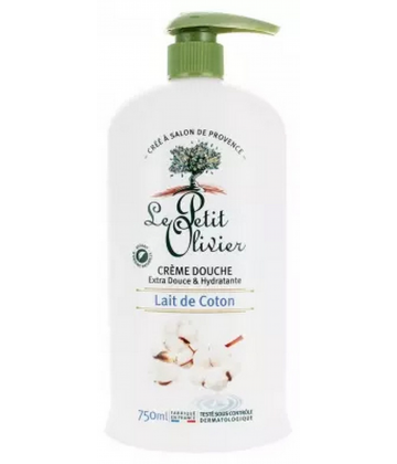 Le Petit Olivier Crème Douche Extra Douce & Hydratante Lait de Coton 750 ml