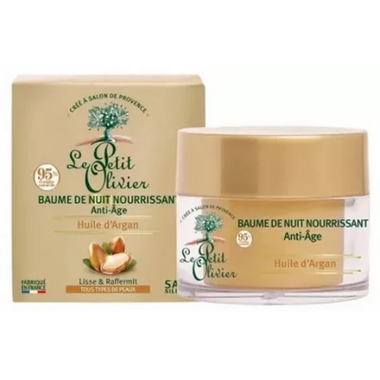Le Petit Olivier Baume de Nuit Nourrissant Anti-Âge Huile d'Argan 50 ml