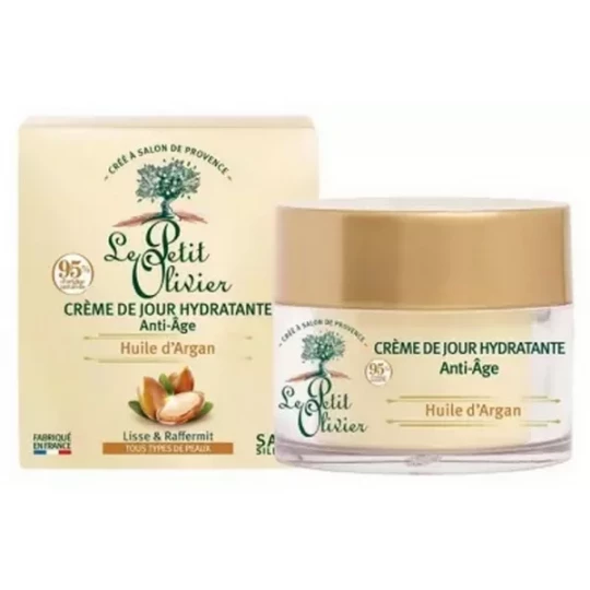 Le Petit Olivier Crème de Jour Hydratante Anti-Âge Huile d'Argan 50 ml